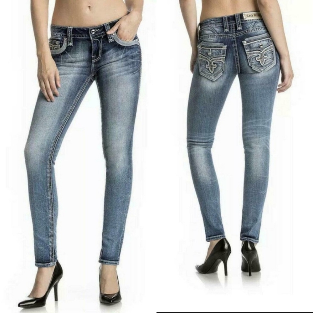 NEW Rock Revival Womens Kamea Skinny Bling Jeans
